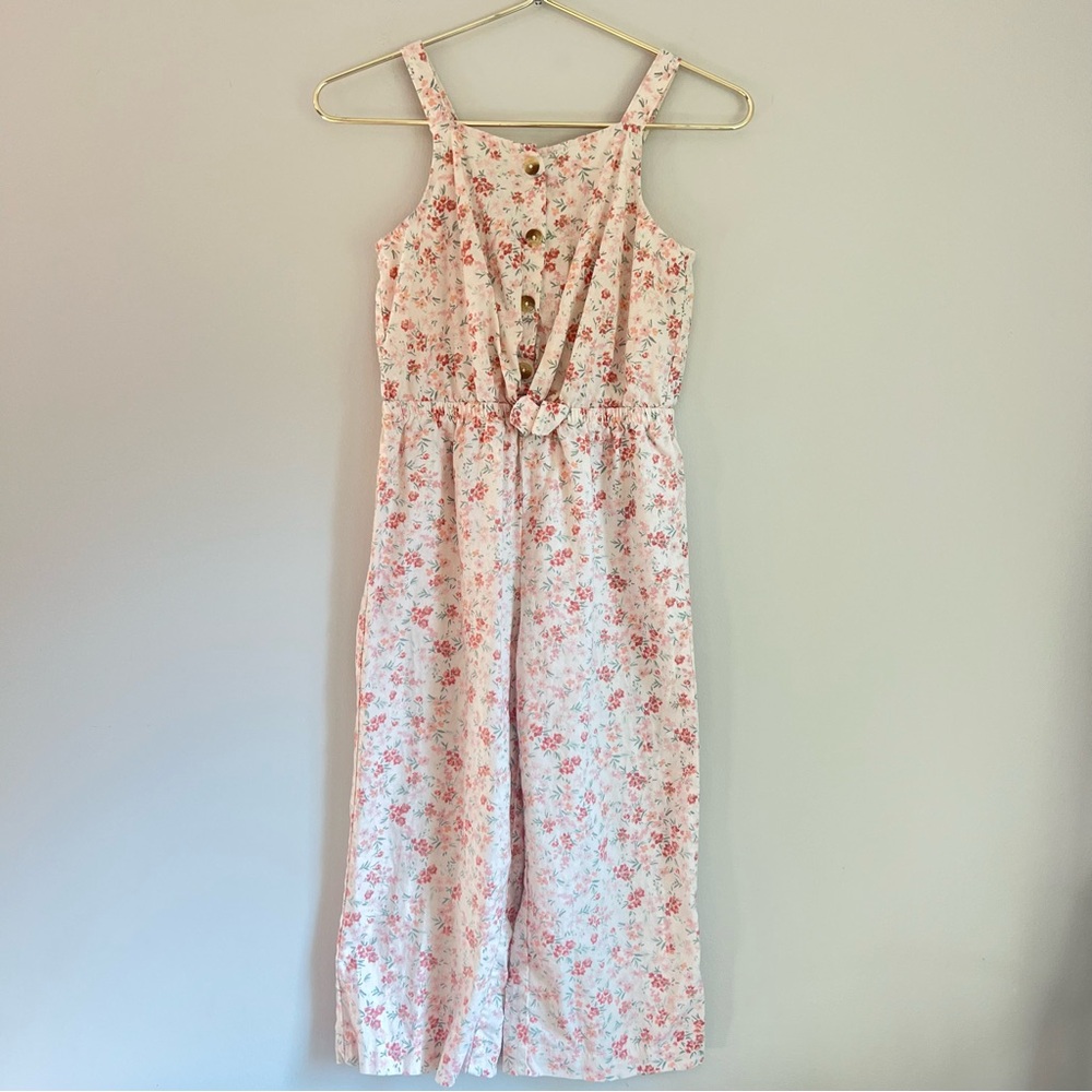 OshKosh B'gosh Girls Floral Print Linen Blend Jumpsuit Size 7